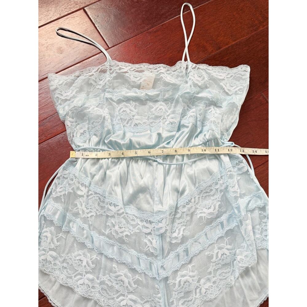 Vintage Light Blue Satin Lace Lingerie Set Medium Texsheen Cinema Etoile - Picture 13 of 16
